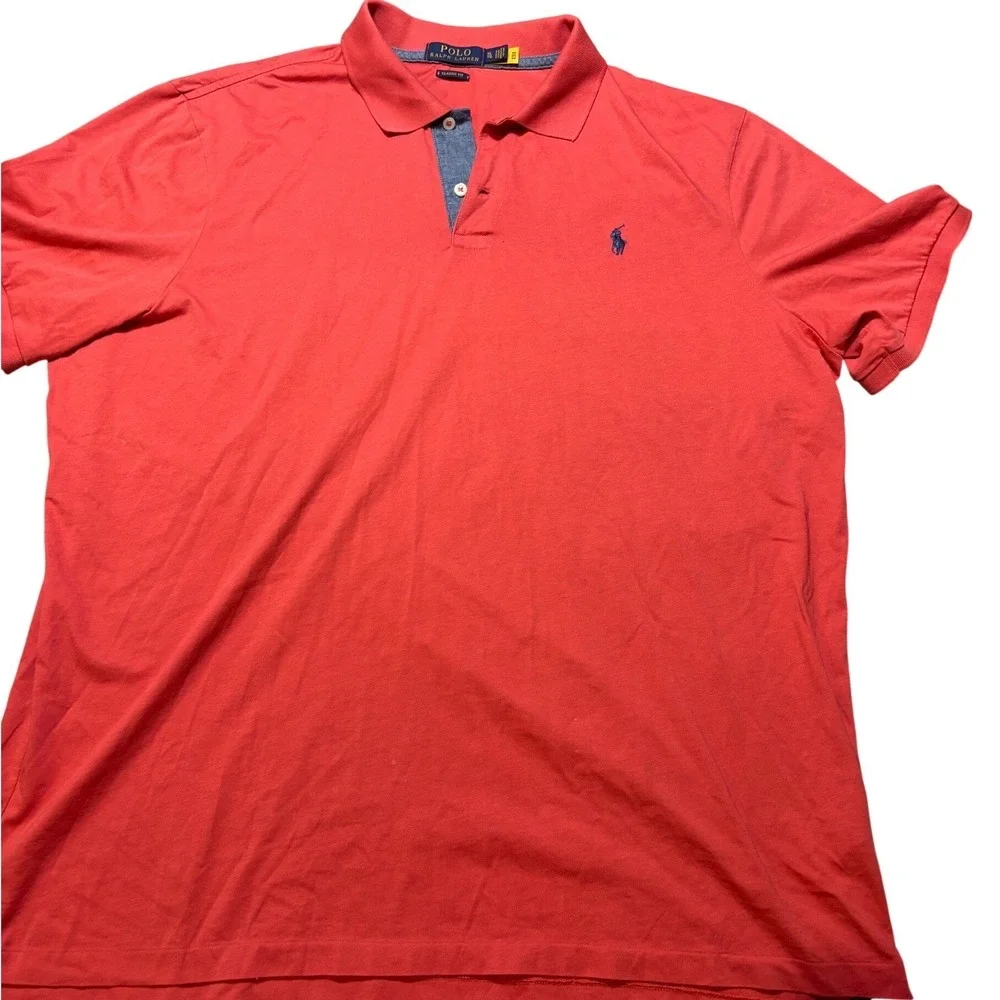 Polo Ralph Lauren Polo Shirt‎ Mens XL Red Pink Classic Fit Short Sleeve Cotton